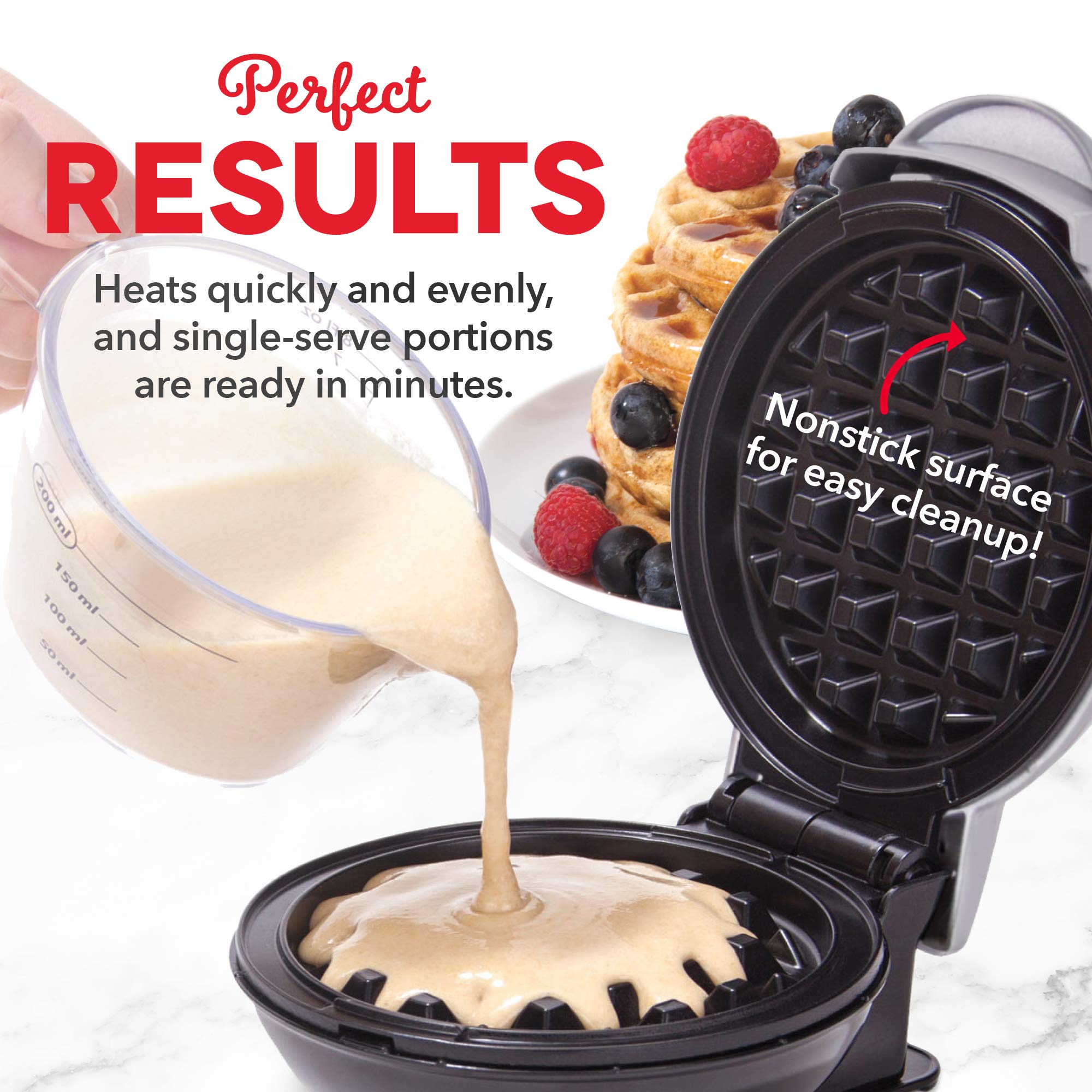 Dash Dmw001Sl Mini Maker For Individual Waffles, Hash Browns, Keto Chaffles With Easy To Clean, Non-Stick Surfaces, 4 Inch, Silv